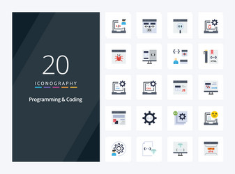 20 programming and coding flat color icon vector image