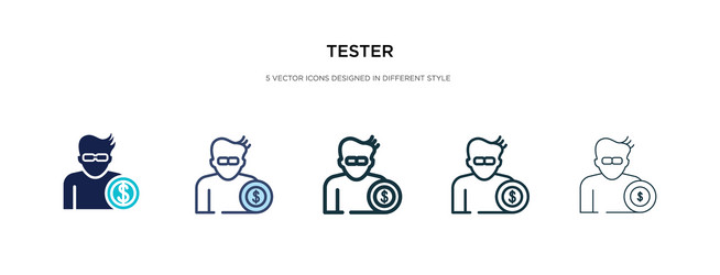 tester icon in different style two colored vector image