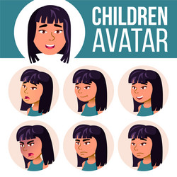 Asian girl avatar set high school face vector