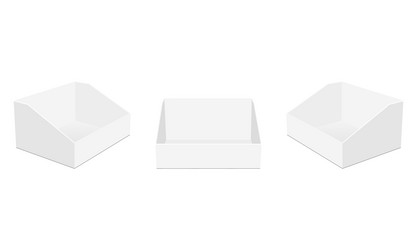 blank cardboard display boxes front and side view vector