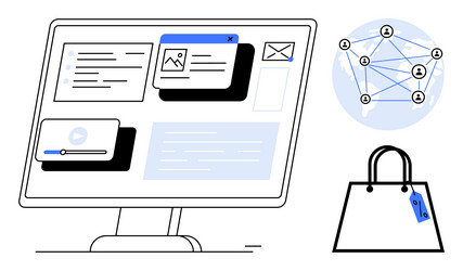 digital workspace with collaboration network and e vector image