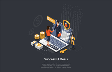 isometric successful deal concept business people vector