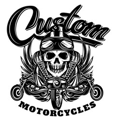 Monochrome Skull Motorcycle Art Vector Image