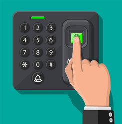 Password and fingerprint security device with hand vector