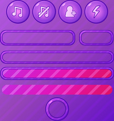 violet game ui elements - buttons and bars vector image