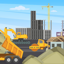 construction background professional vehicles Vector Image