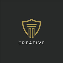 dd initial monogram logo with pillar and shield vector image