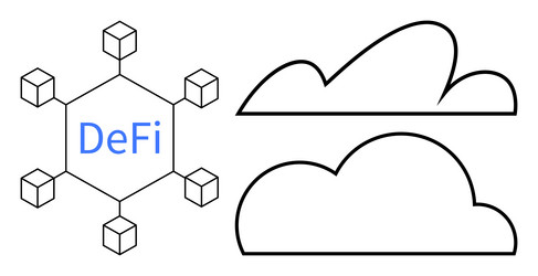 decentralized finance network with blockchain vector image