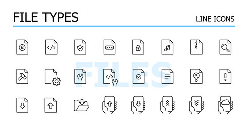 file types data storage icons download and upload vector image