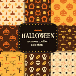 Halloween seamless pattern backgrounds set Vector Image