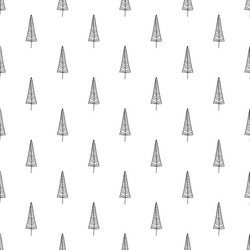 seamless pattern with christmas tree and snowflake vector image
