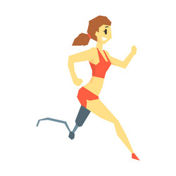woman running with prosthetic leg young person Vector Image