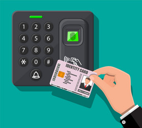 password and fingerprint security device with hand vector image
