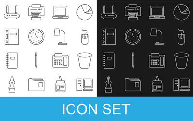 set line computer monitor trash can mouse vector image