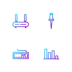 set line pie chart infographic keyboard router vector