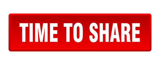 time to share button square red vector image