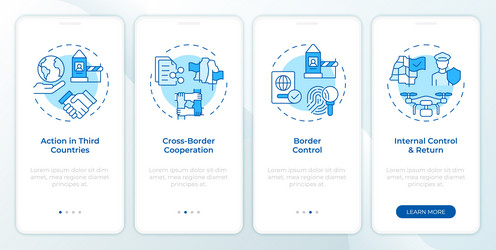 four filter model blue onboarding mobile app vector image