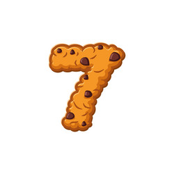 Number 7 cookies font oatmeal biscuit alphabet vector