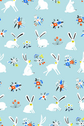 Seamless pattern with cute hand drawn bunnies Vector Image