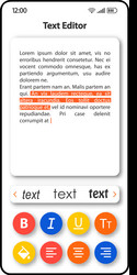 text editing software smartphone interface vector image