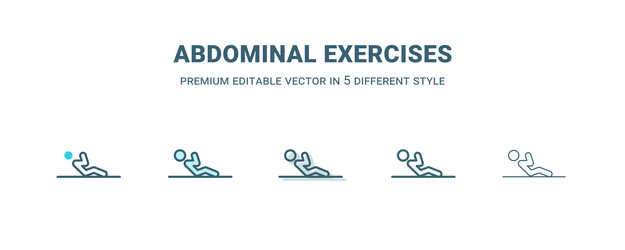 abdominal exercises icon in 5 different style vector image