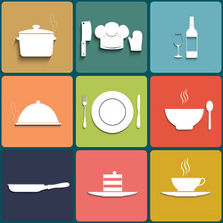 Cooking and kitchen icons vector