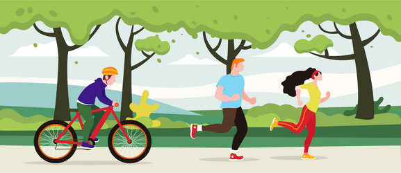 exercise people jogging in the city park vector