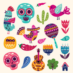 Mexican Day of the Dead Symbols Vector Image