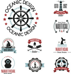 Nautical Marine Logo Set Vector Image