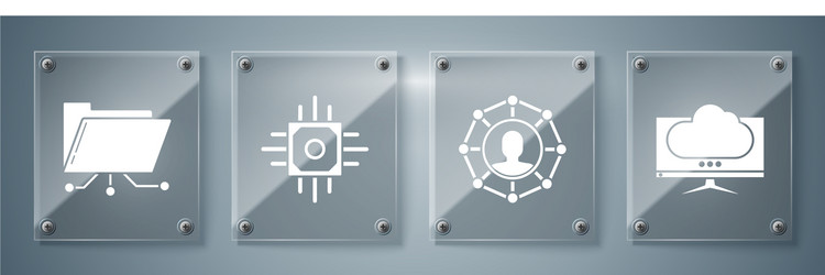 set computer monitor screen project team base vector image