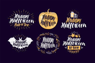happy halloween label set holiday symbol or logo Vector Image