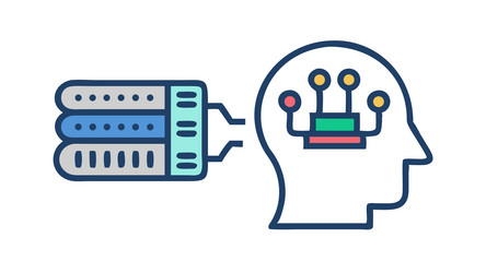 mind-to-server data connection and intellectual vector image