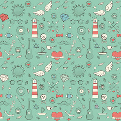 Seamless pattern with hand drawn vintage sea vector