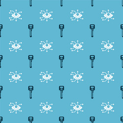 set key and eye scan on seamless pattern vector image