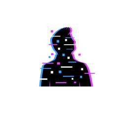 Distorted glitch avatar digital people vector