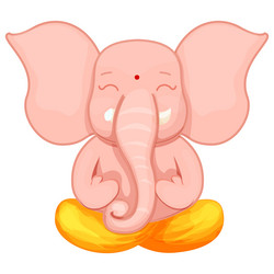 Ganesha god cute character lotus pose meditation vector