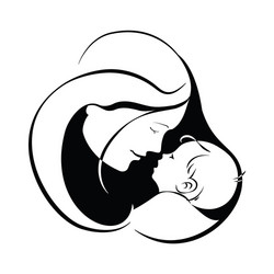 Mother and Child Silhouette Vector Image