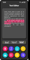 Text document editor smartphone interface vector