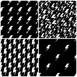 set of lightning seamless patterns in black vector image