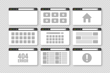 Web browser window pages layout with toolbar vector