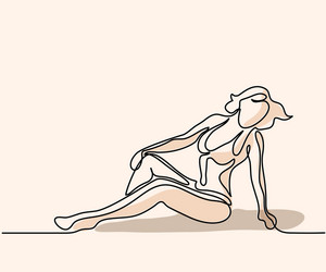 woman sitting on the beach vector