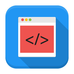 coding browser app icon with long shadow vector