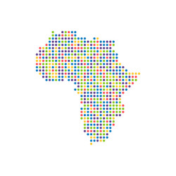 Dotted colored polka dot particle map of africa vector