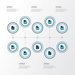 types icons colored set with search file rar vector image