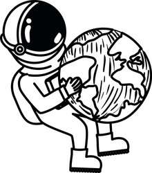 astronaut with spacesuit and planet in white vector image