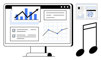 data analytics dashboard with graphs and charts vector image