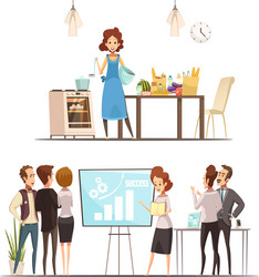 motherhood cartoon work family concept Vector Image