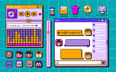 retro user interface elements collection vector image