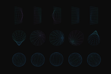 abstract retro wireframe shapes set of 3d vector image