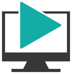 monitor computer with button audio menu vector image